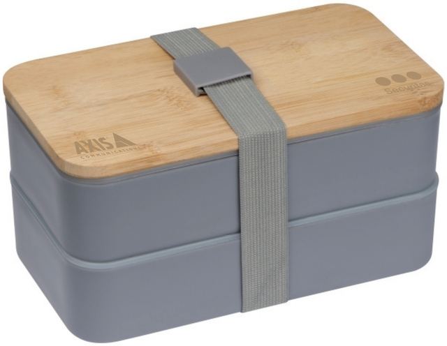 Lunchbox z logo na bambusowej pokrywie